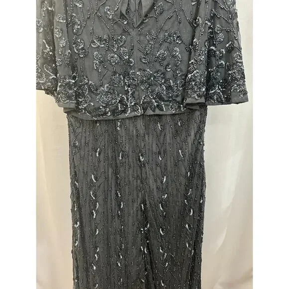 Mac Duggal Embellished Cape Sleeve Column Dress #5939 Plus Size 22 W NWT Midi